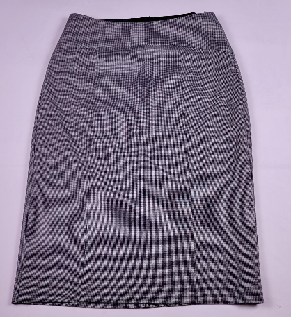 Stile Benetton Skirt Womens Sz 6 EU38 Dk Gray Houndstooth Pencil Lined Back Zip